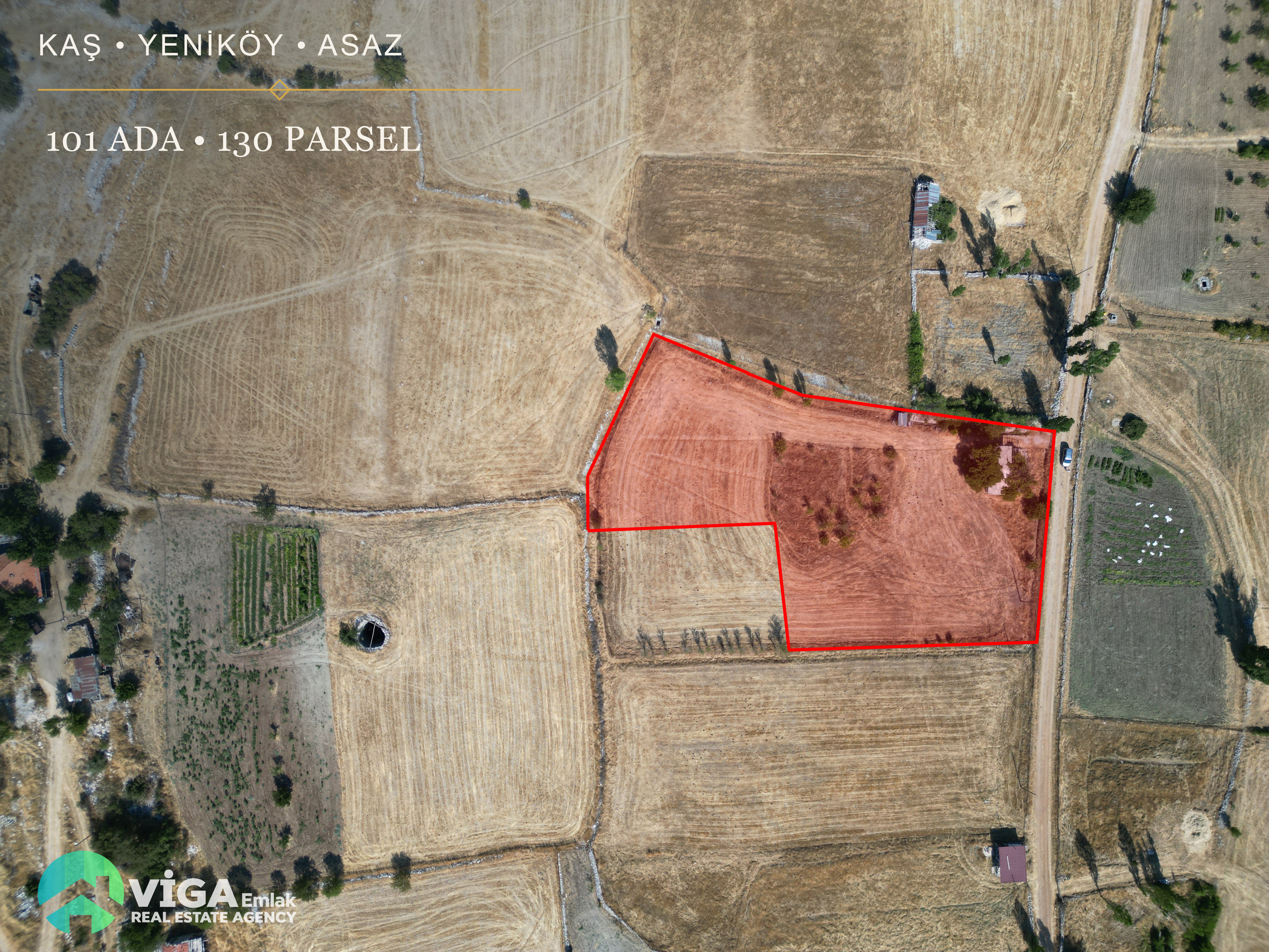KAŞ YENİKÖY BÜYÜK ASAS'TA KADASTRO YOLLU 5.639 m² TARLA